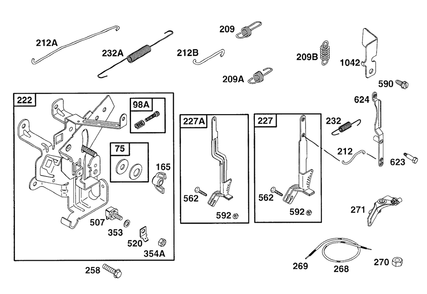 Controls Diagram and Parts List for 19B412-0567-XX  Briggs and Stratton Engine